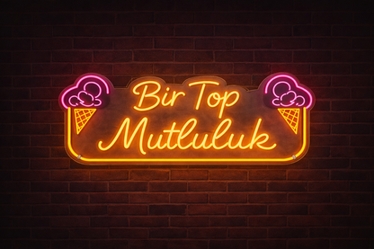 Bir Top Mutluluk – Dondurma Temalı Neon LED Tabela