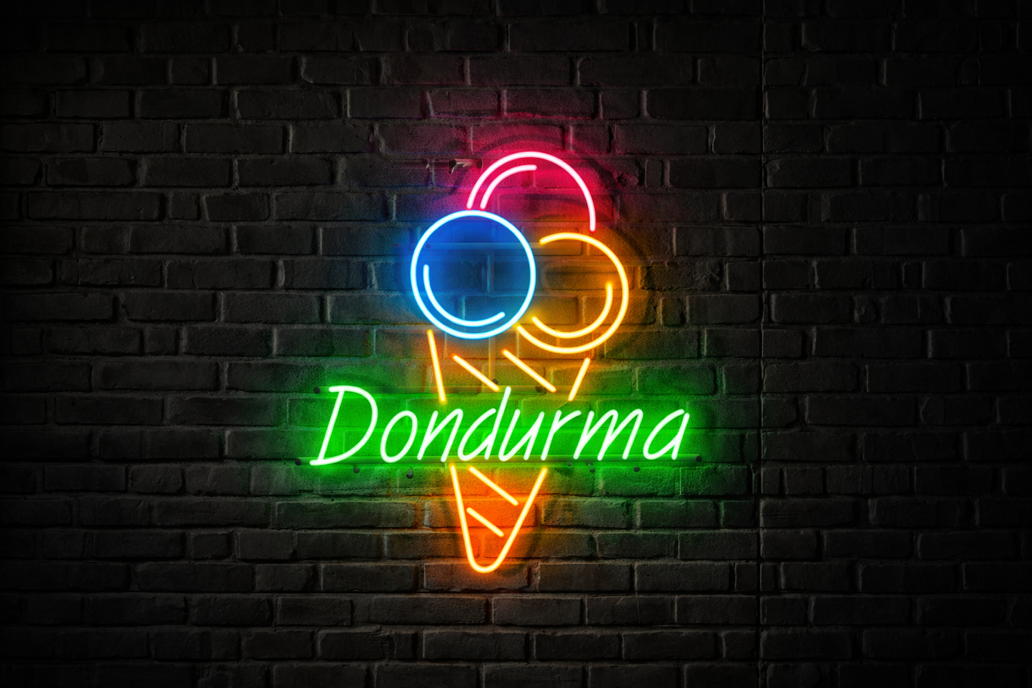 Dondurma Neon LED Tabela – Dondurma Külahı Cafe Duvar Dekoru