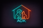 Petshop Açık Neon LED Tabela – Köpek & Kedi Figürlü İşletme Tabelası